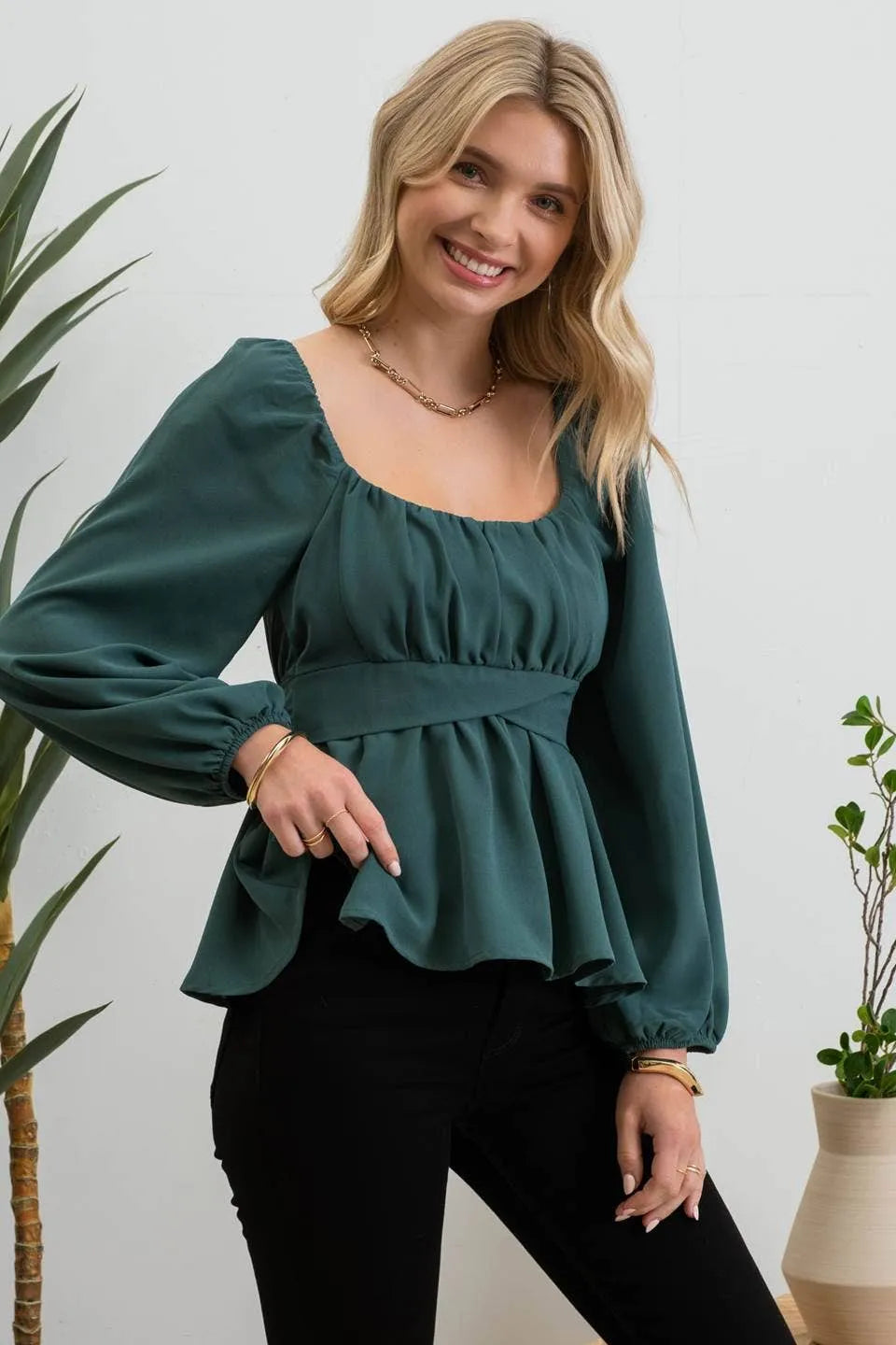 Scoop Neck Back Tie Blouse - Shop Emma's 