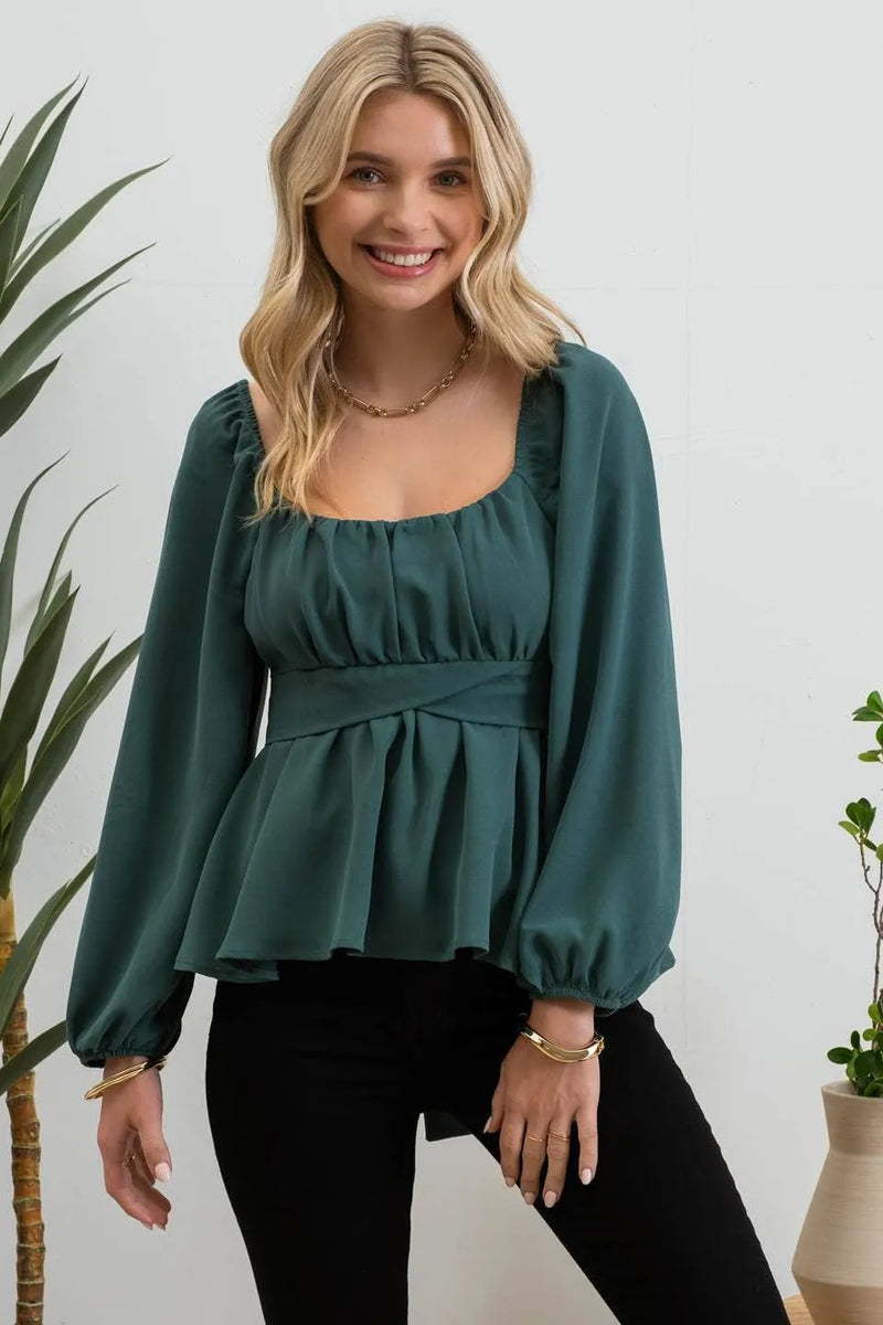 Scoop Neck Back Tie Blouse - Shop Emma's 