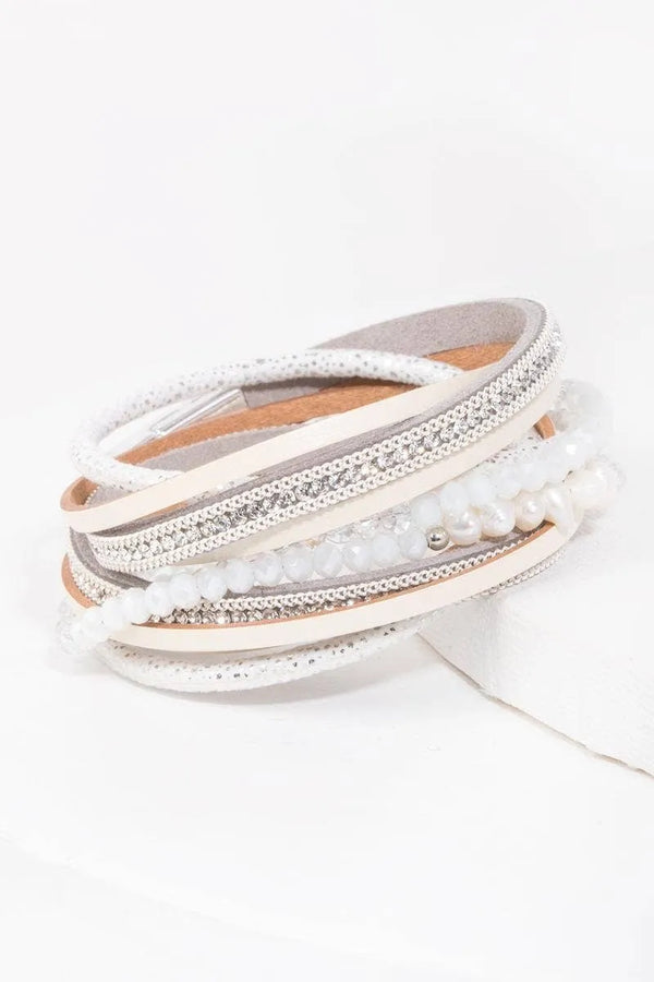 Serilda Pearl Leather Wrap Bracelet - Shop Emma's 