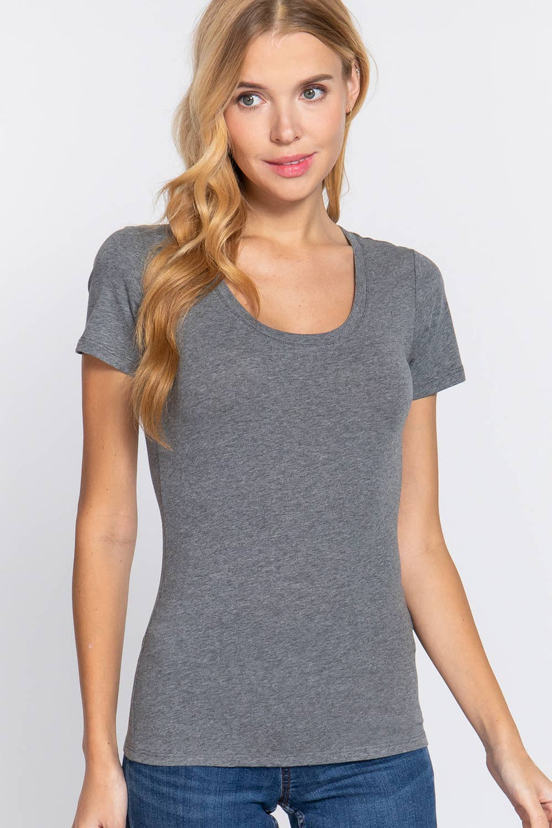 Short Sleeve Scoop Neck Top - Shop Emma's 