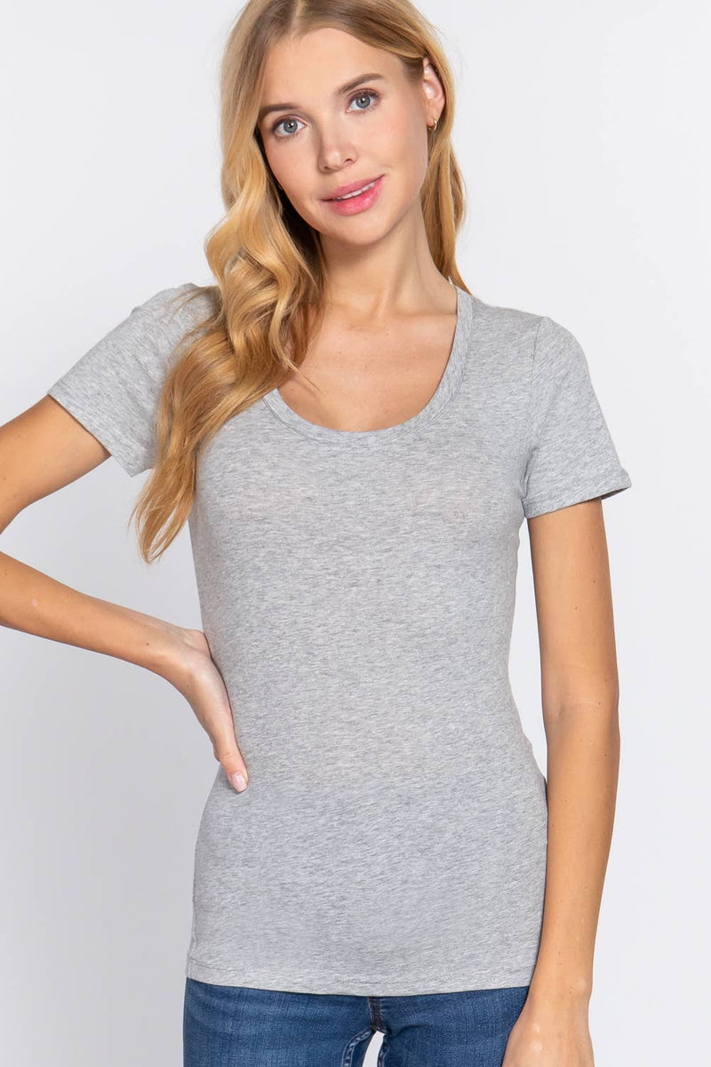 Short Sleeve Scoop Neck Top - Shop Emma's 