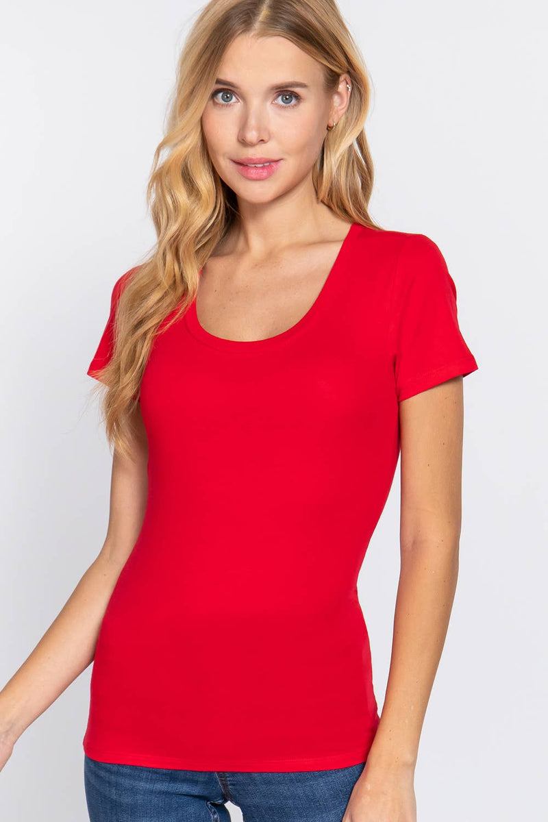 Short Sleeve Scoop Neck Top - Shop Emma's 