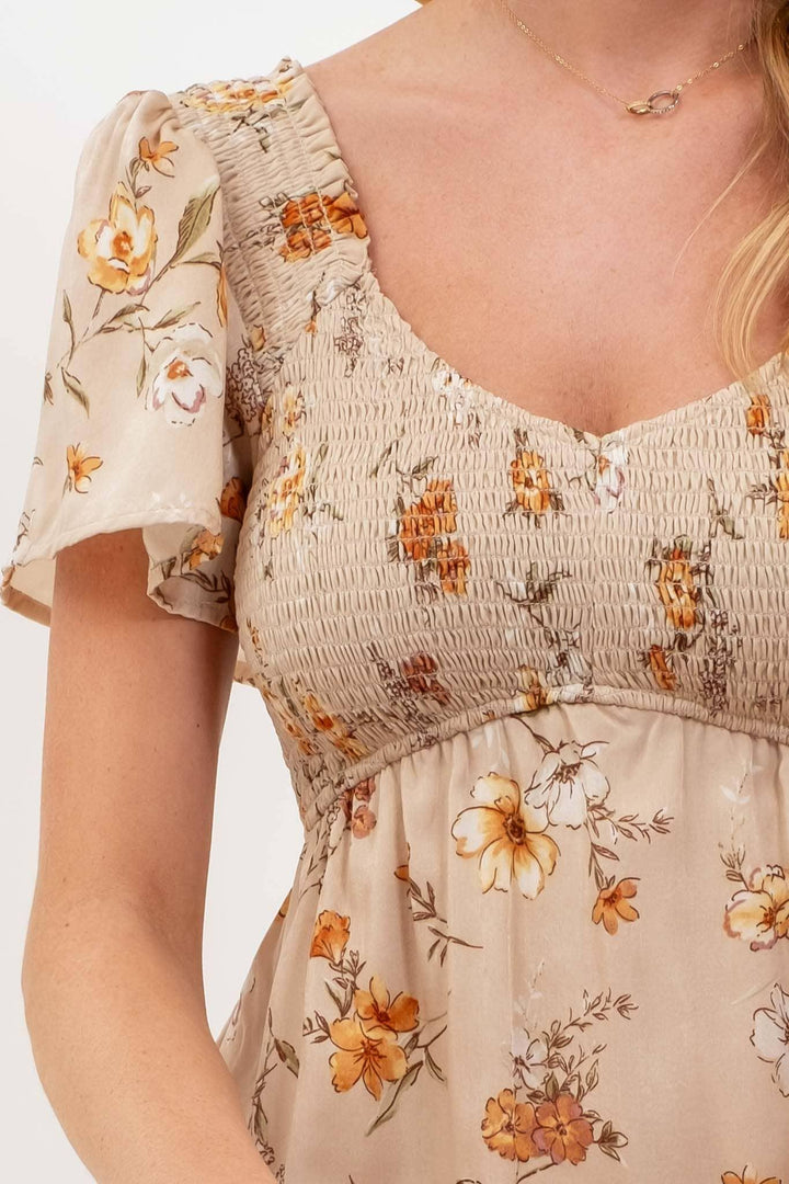 Smocked Floral Midi Dress - Shop Emma's 