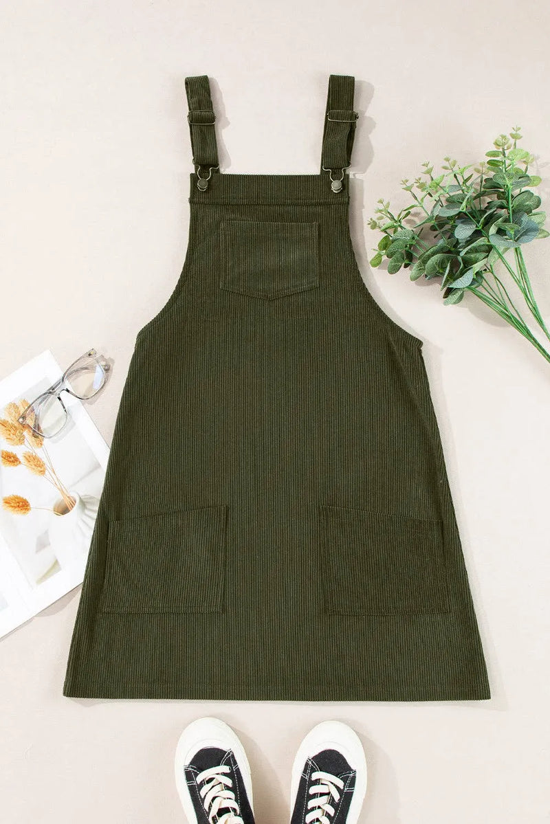 Solid Corduroy Overall Dress - Shop Emma's 