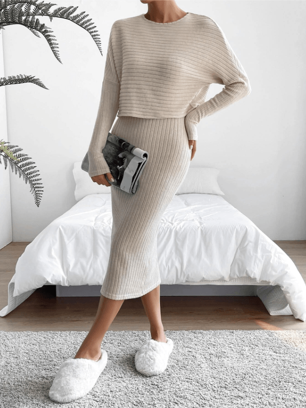 Solid Midi Dress Set - Shop Emma's 