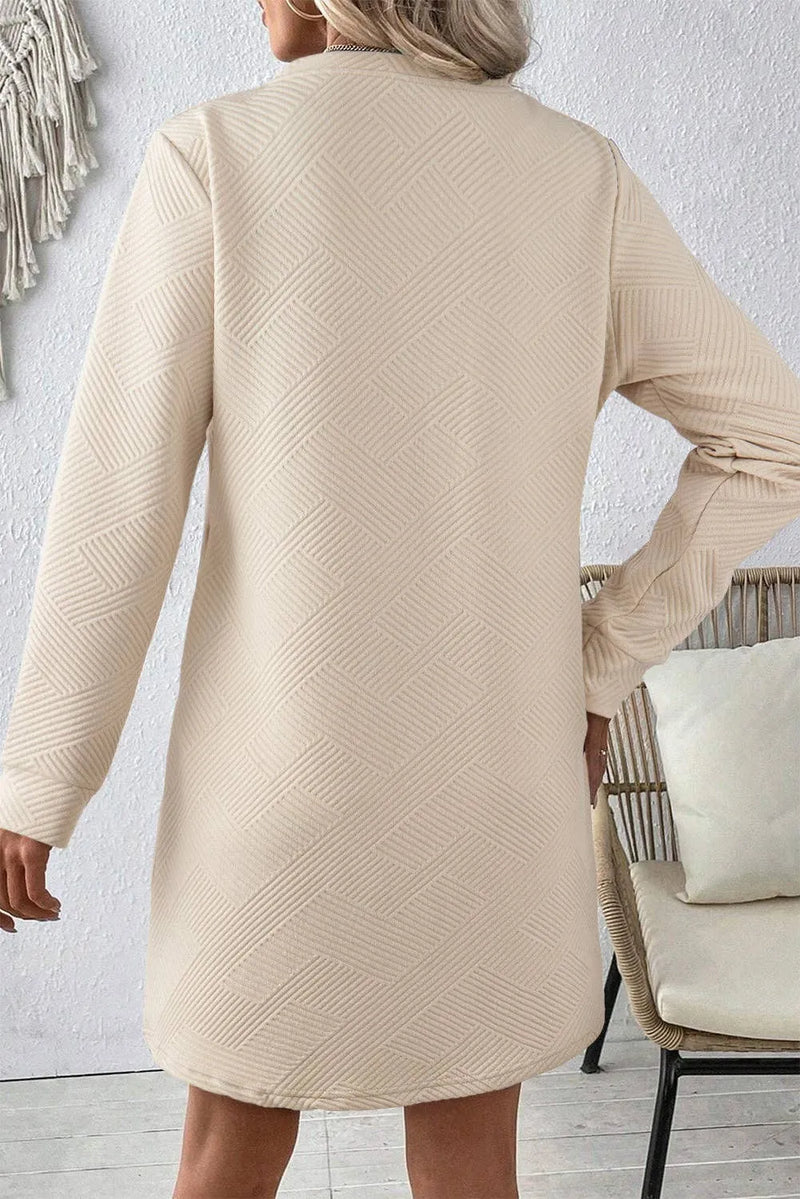 Solid Textured Long Sleeve Shift Dress - Shop Emma's 