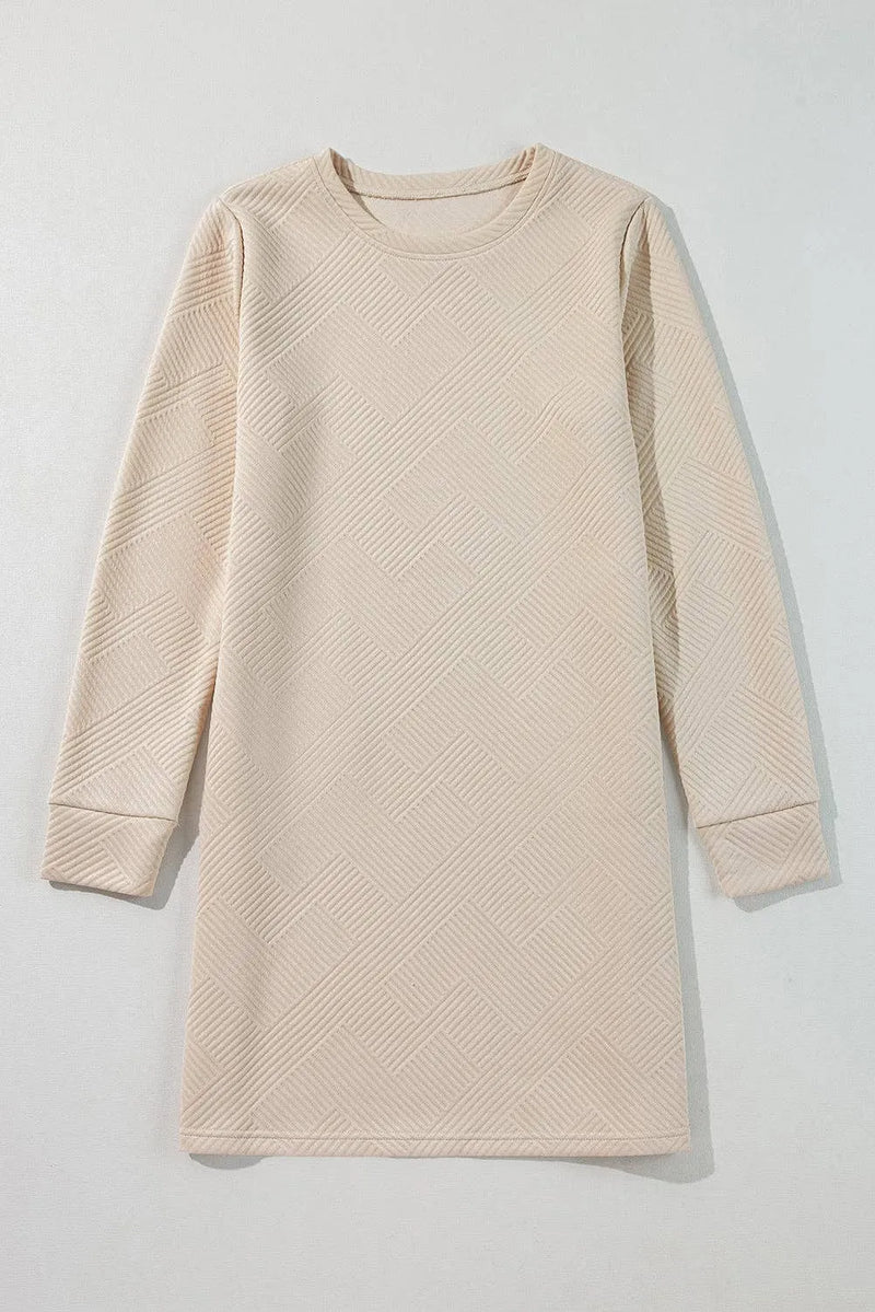 Solid Textured Long Sleeve Shift Dress - Shop Emma's 