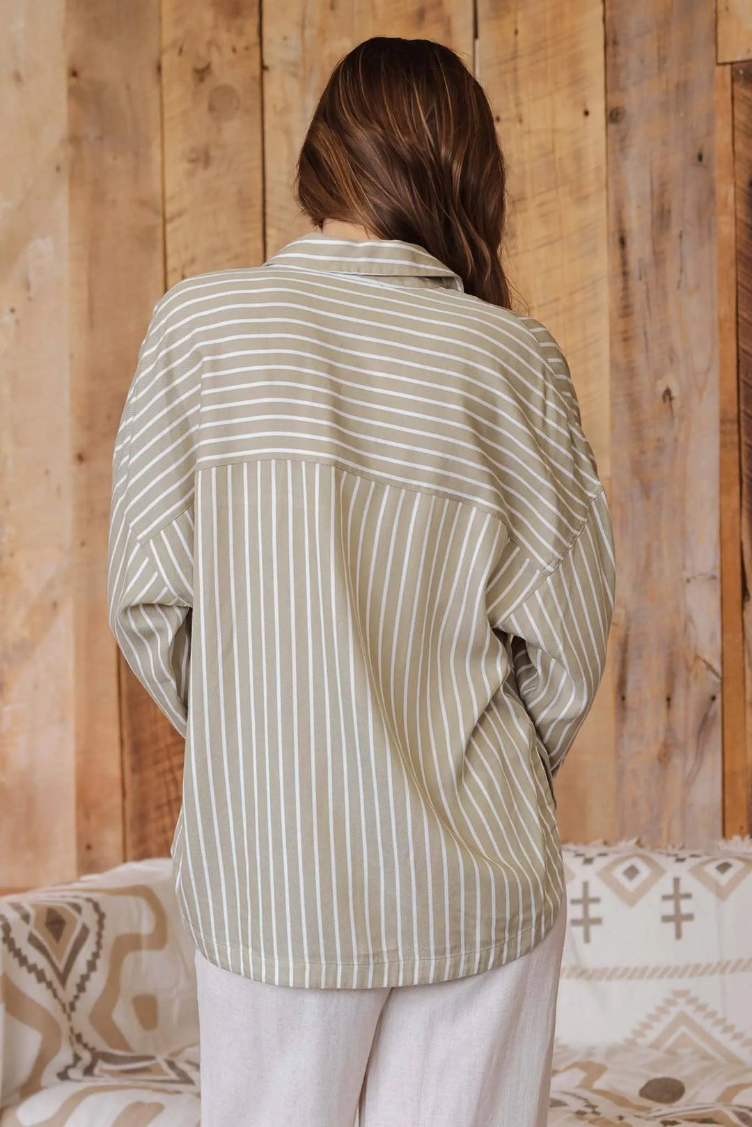 Stripe Collared Button Down Shacket - Shop Emma's 