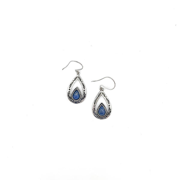 Tanvi Silver Etched Teardrop Earrings - Shop Emma's 