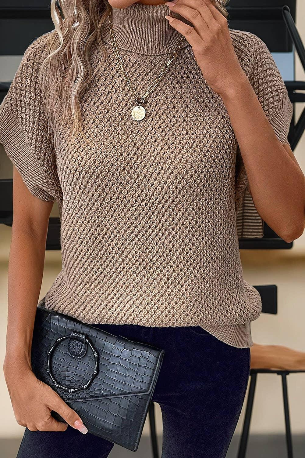 Turtleneck Short Sleeve Sweater - Shop Emma's 