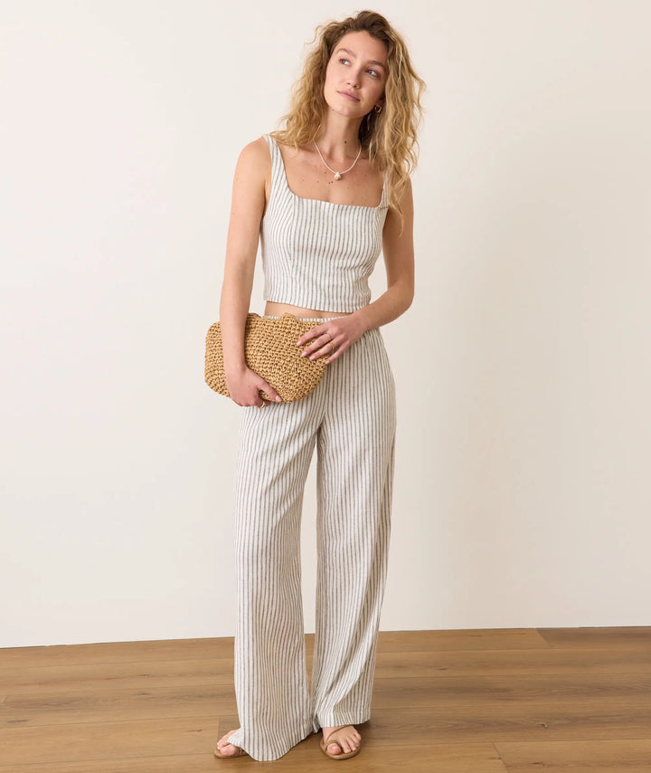 Marine Layer Zoe Hemp Tank in Cream/Navy Stripe 1