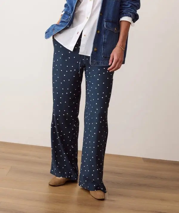 Marine Layer Lucy Drawstring Pant in Navy Polka Dot 5