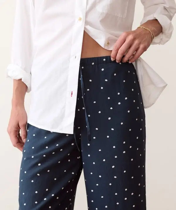 Marine Layer Lucy Drawstring Pant in Navy Polka Dot 4