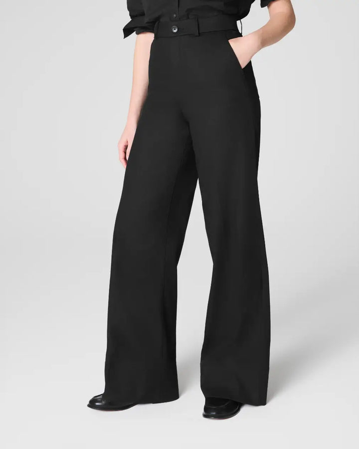 SPANXsupersmooth™ Stretch Twill Wide Leg Pants in Black front