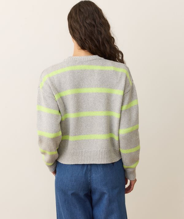 Marine Layer Berkeley Crewneck Sweater Lime Stripe 3