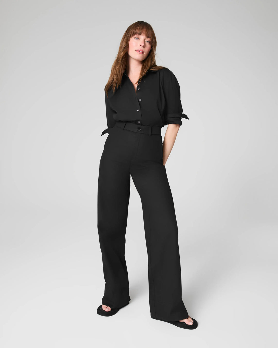 SPANXsupersmooth™ Stretch Twill Wide Leg Pants in Black