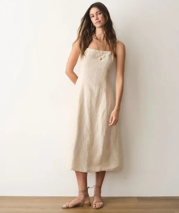Marine Layer Lucía Linen Dress - Sand Stripe