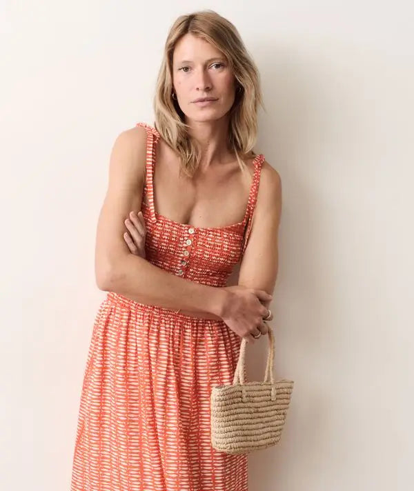 Marine Layer Carmen Smocked Dress - Sardina Print