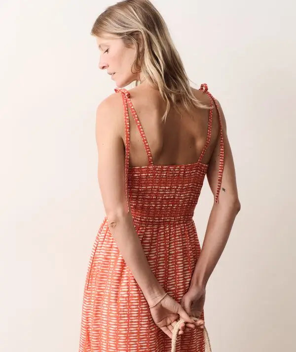 Marine Layer Carmen Smocked Dress - Sardina Print back