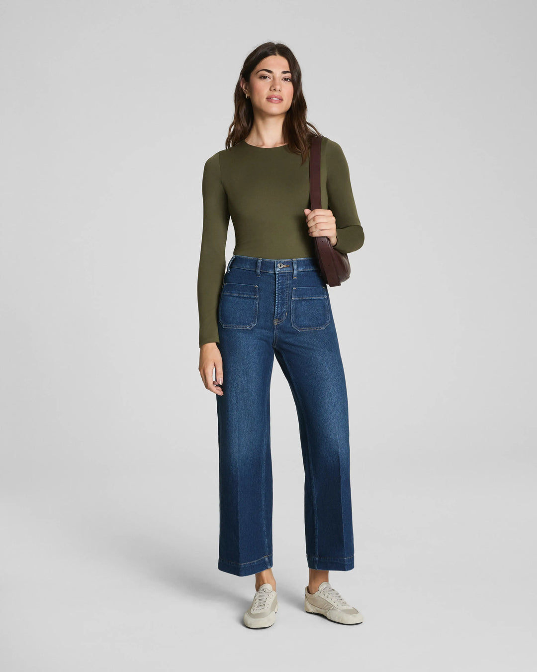 Spanx Cropped Wide Leg Jeans with Patch Pockets Adriatic Blue