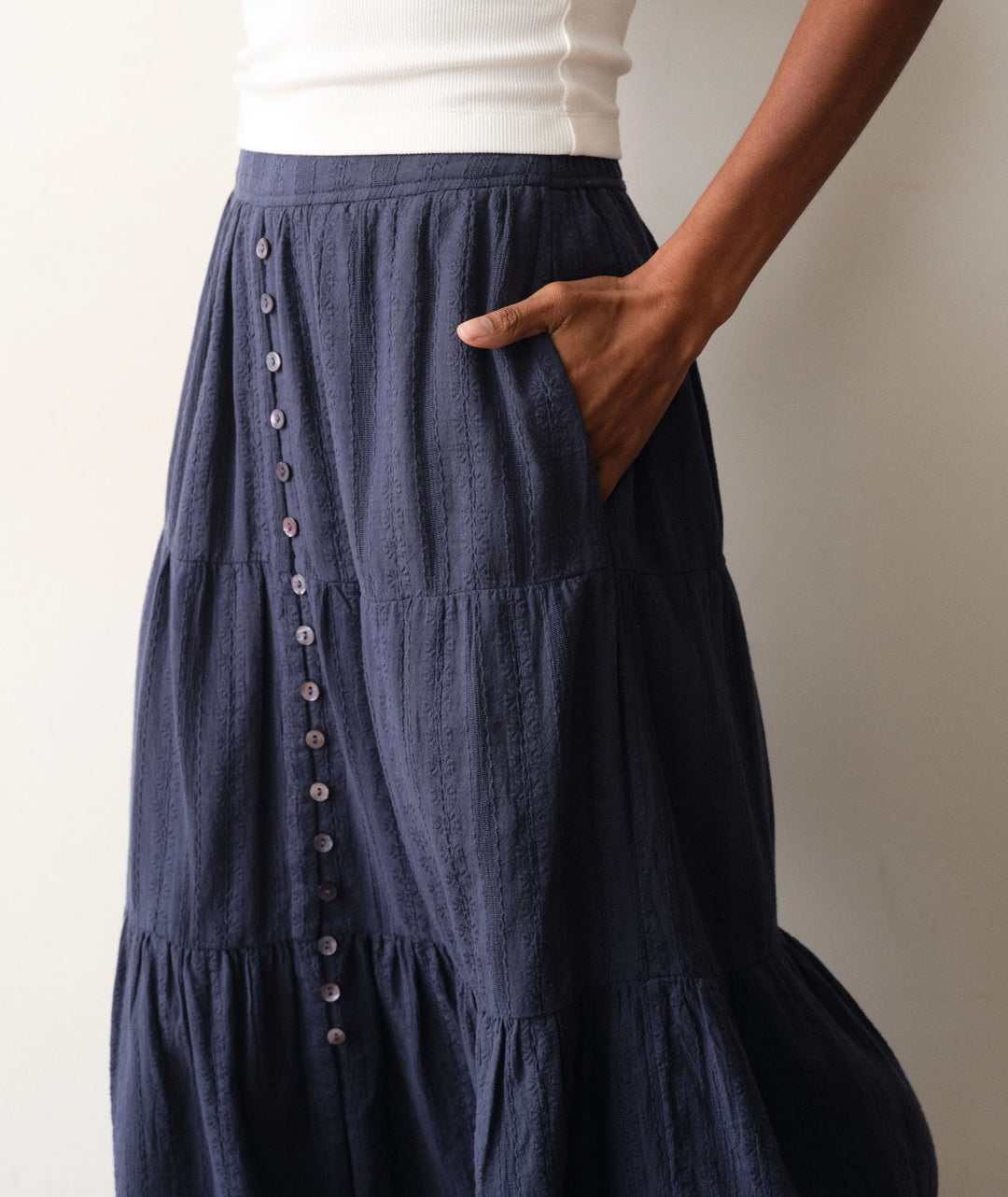 Marine Layer Lana Button-Through Skirt - Navy 2
