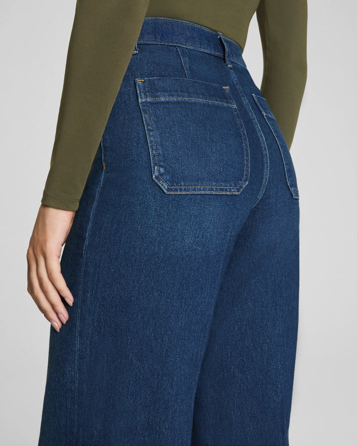 Spanx Cropped Wide Leg Jeans with Patch Pockets Adriatic Blue 3