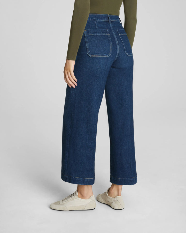 Spanx Cropped Wide Leg Jeans with Patch Pockets Adriatic Blue back