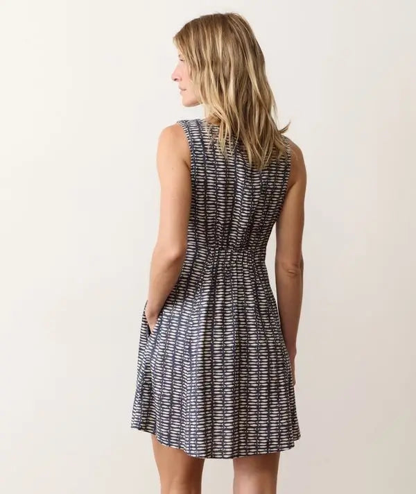 Marine Layer Camila Sleeveless Mini Dress - Sardina Print back