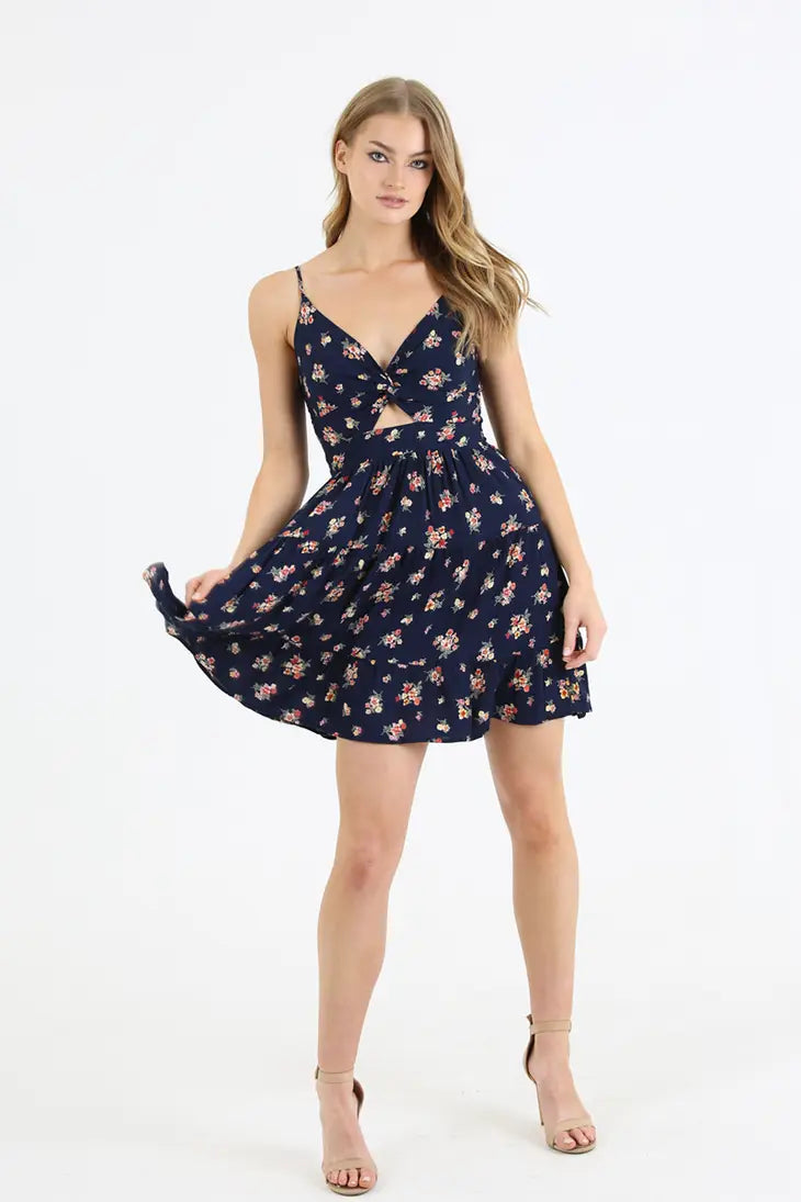 V-Neck Cutout Twist Front Sundress - Shop Emma's 