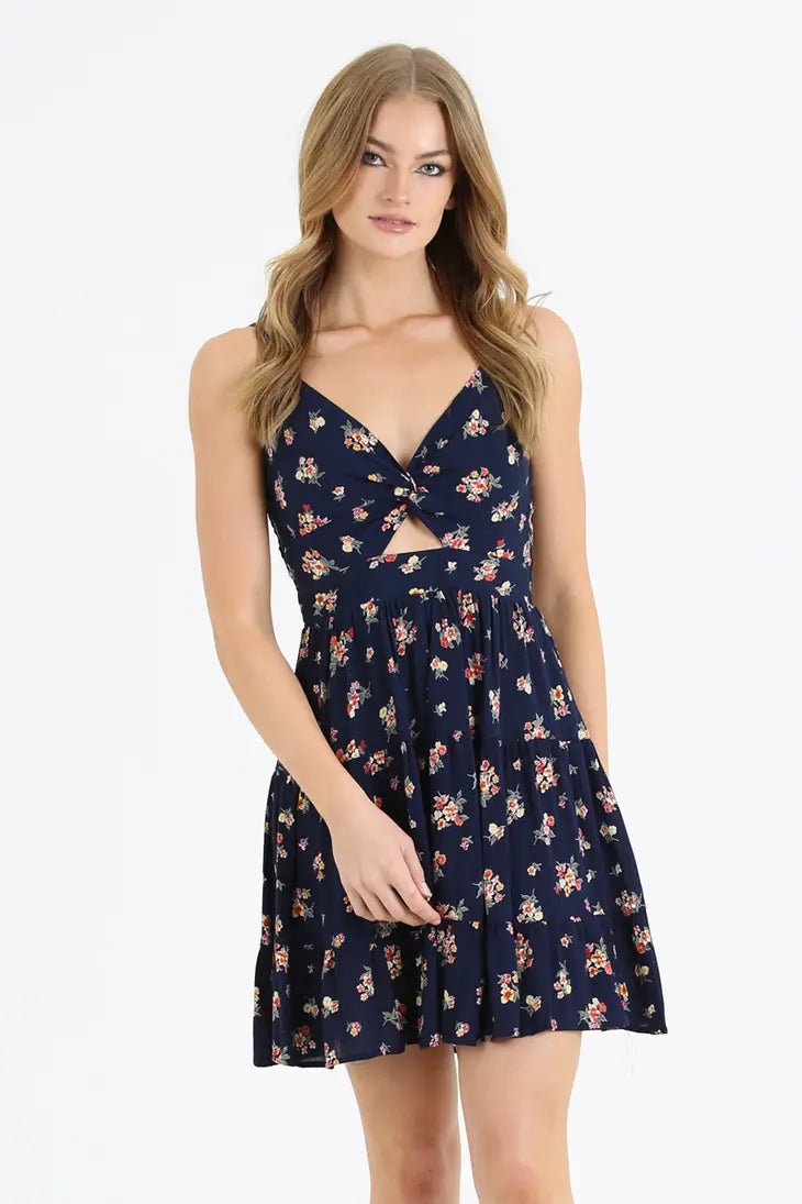 V-Neck Cutout Twist Front Sundress - Shop Emma's 