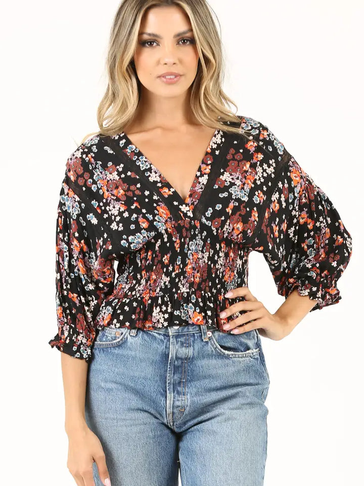 V Neck Smocked Top - Shop Emma's 