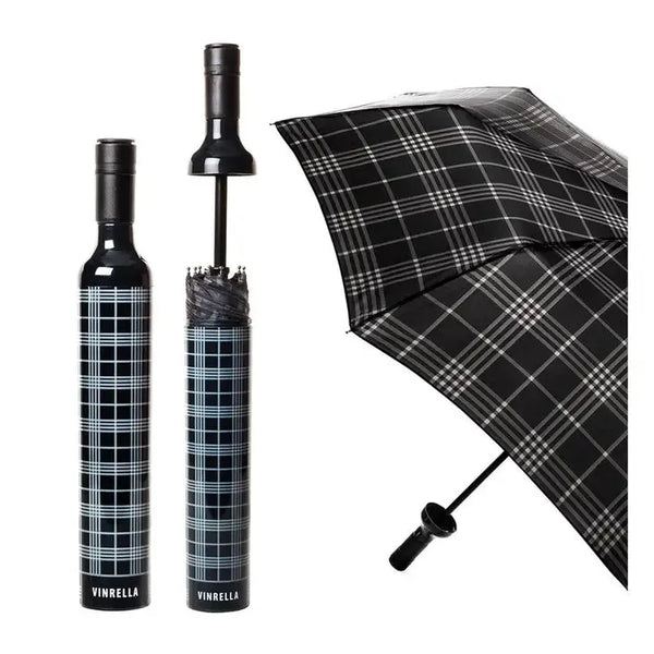 Vinrella - Black Plaid Bottle Umbrella - Shop Emma's 