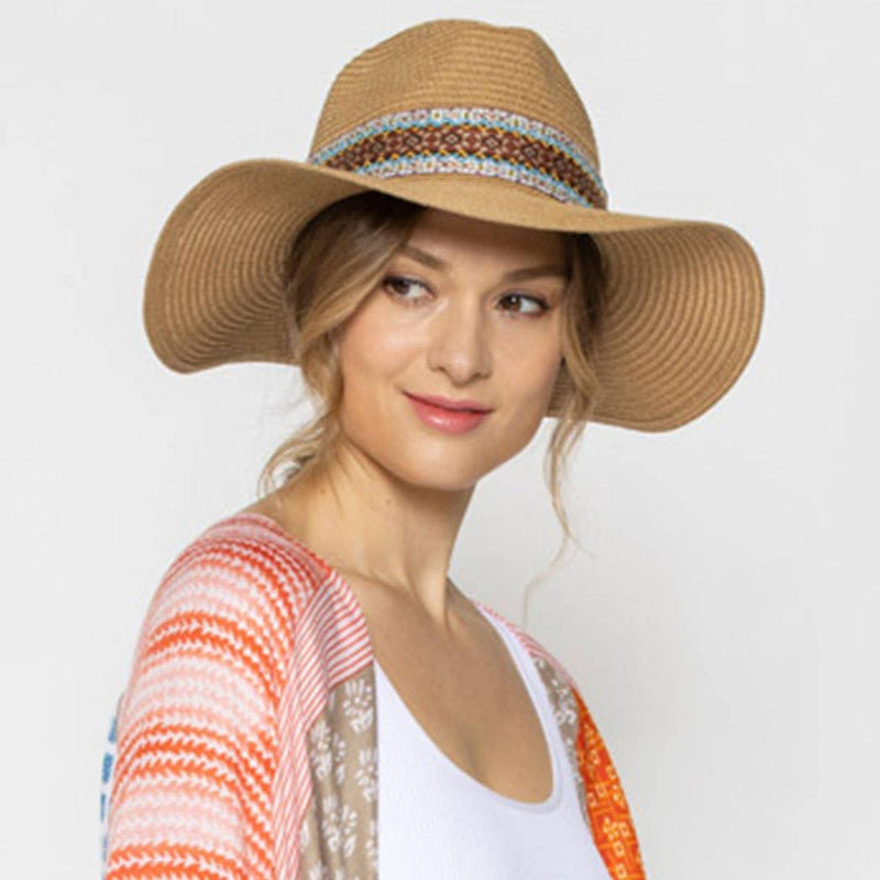 Women's Aztec Ribbon Band Panama Hat - Shop Emma's 