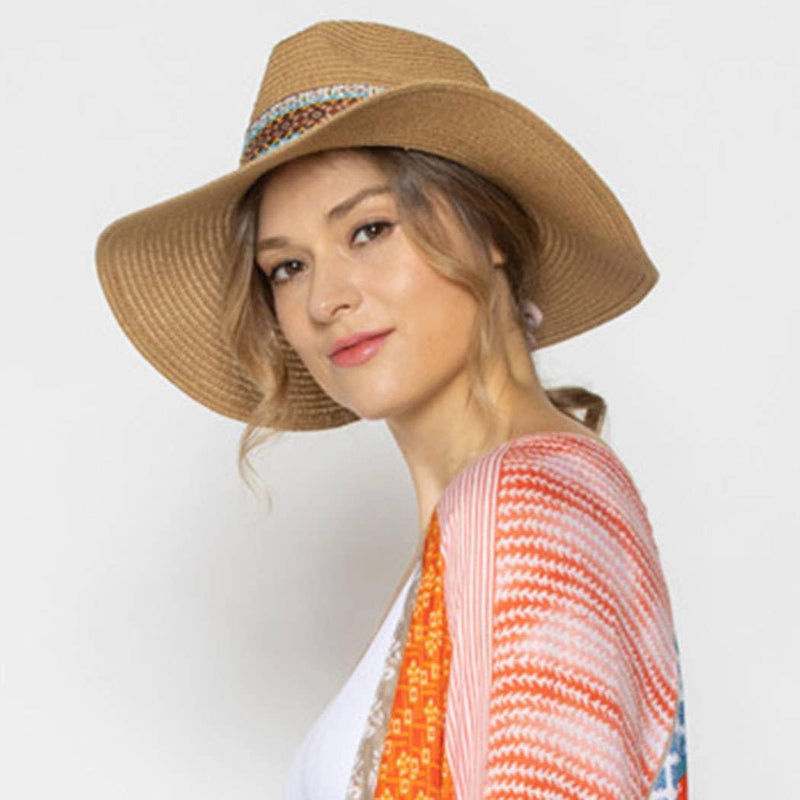 Women's Aztec Ribbon Band Panama Hat - Shop Emma's 