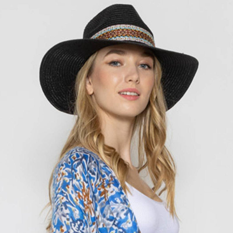 Women's Aztec Ribbon Band Panama Hat - Shop Emma's 