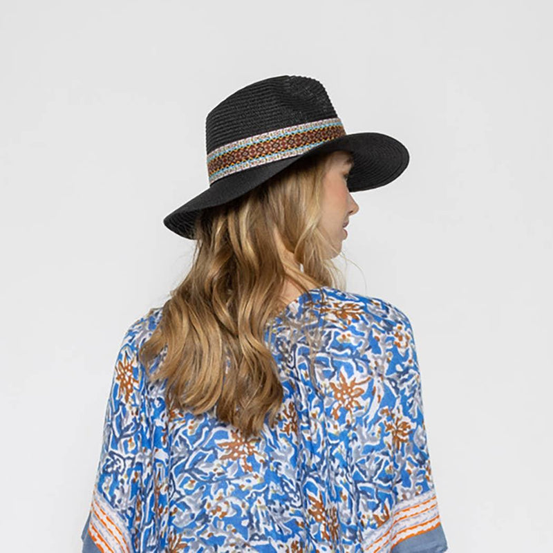 Women's Aztec Ribbon Band Panama Hat - Shop Emma's 