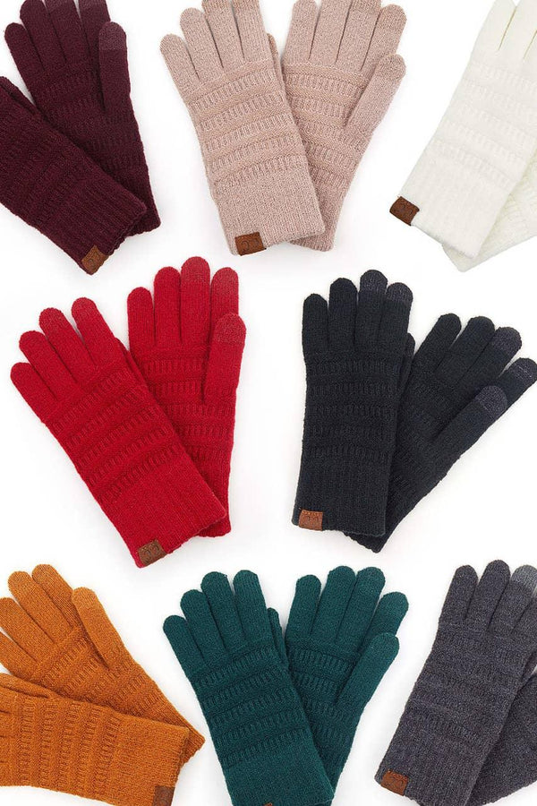 C.C Solid Ribbed Knit Glove - Shop Emma's 