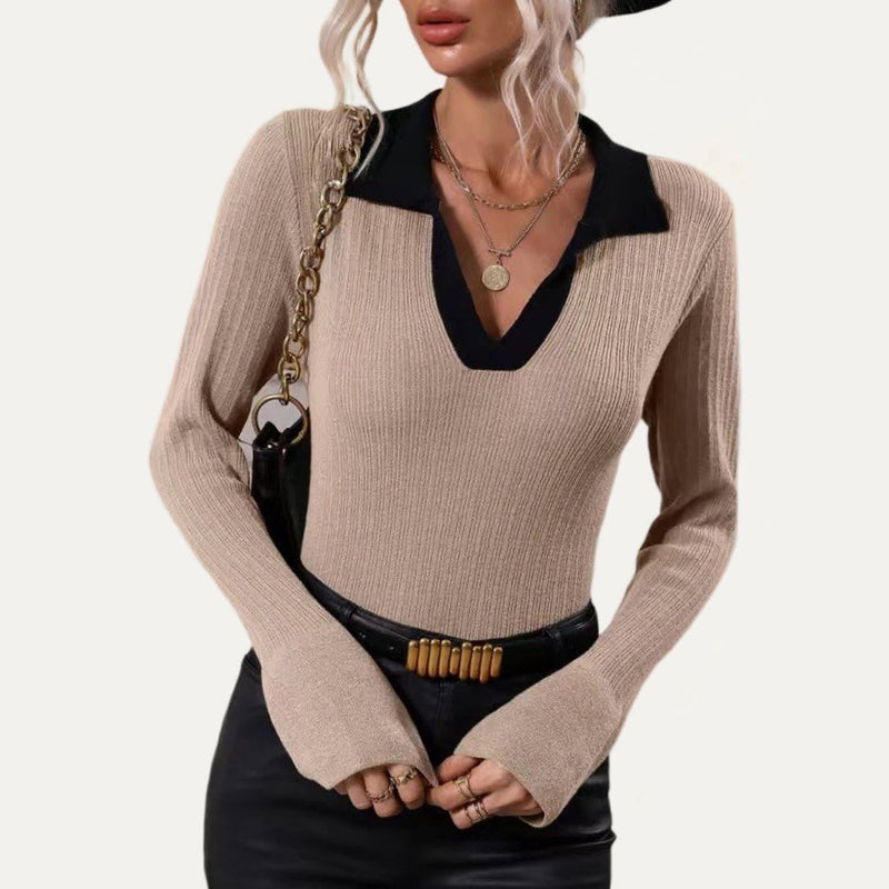 Stylish Collared Knit Top