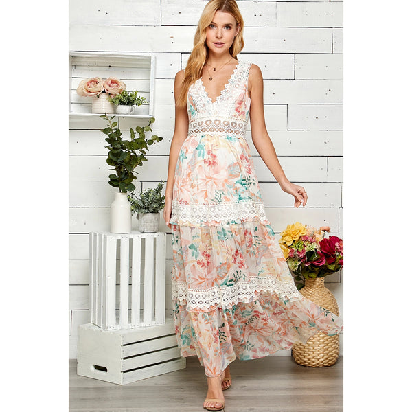 Lace floral maxi dress - Shop Emma's 
