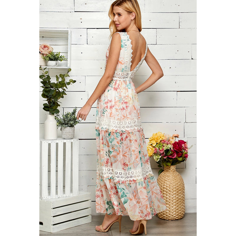 Lace floral maxi dress - Shop Emma's 